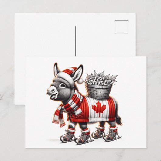 Schattig Schaatsen Canada Ezel Briefkaart (Voorkant / Achterkant)