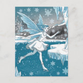 Schattig schaatsen Fairy Blauw Wit Briefkaart (Voorkant)