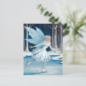 Schattig schaatsen Fairy Blauw Wit Briefkaart (Staand voorkant)
