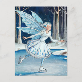 Schattig schaatsen Fairy Blauw Wit Briefkaart