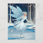 Schattig schaatsen Fairy Blauw Wit Briefkaart (Voorkant)