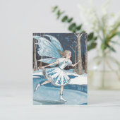 Schattig schaatsen Fairy Blue White Winter Briefkaart (Staand voorkant)