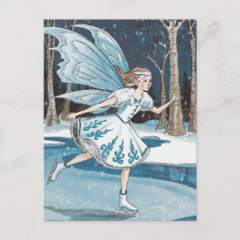 Schattig schaatsen Fairy Blue White Winter Briefkaart