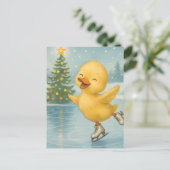 Schattig Schaatsen Kerst Duckling Briefkaart (Staand voorkant)