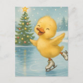Schattig Schaatsen Kerst Duckling Briefkaart (Voorkant)