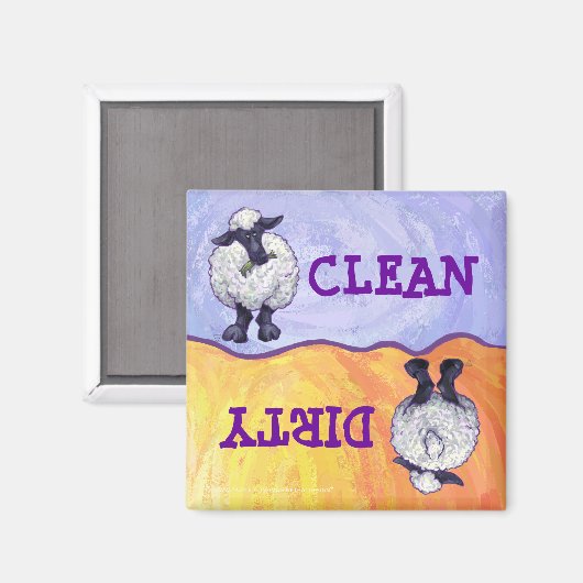 Schattig Schapen Schoon/Vuile Vaatwasser Magneet (Voorkant / Achterkant)