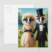 Schattig schapenpaar in trouwkleding briefkaart (Voorkant / Achterkant)