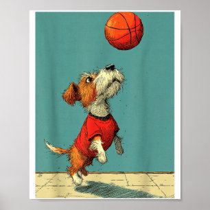 Schattig Schattig Hond Sport Grappig Basketbal Poster