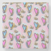 Schattig, schattig, kleurrijke tekening stenen onderzetter (Voorkant)