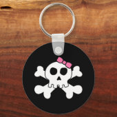Schattig schattig meisje schedel en botten kruisen sleutelhanger (Voorkant)