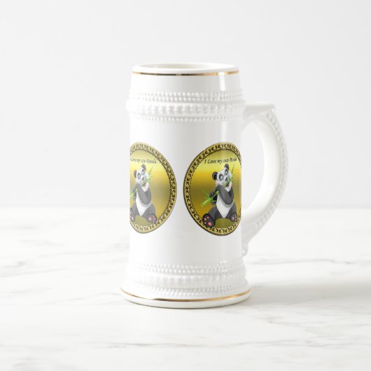 Schattig schattig panda-beer dat bamboe evergreen bierpul (Voorkant rechts)