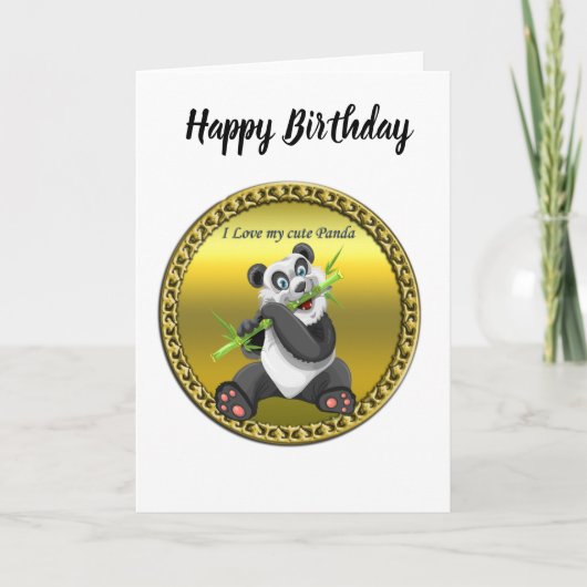 Schattig schattig panda-beer dat bamboe evergreen  kaart (Voorkant)