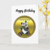 Schattig schattig panda-beer dat bamboe evergreen  kaart (Gele Bloem)