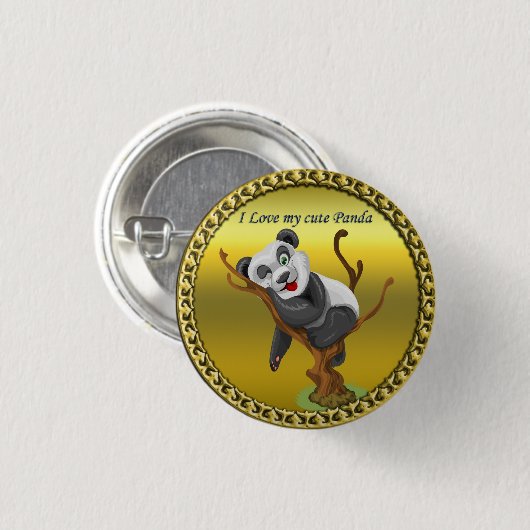 Schattig schattig panda-beer dat in een boom slaap ronde button 3,2 cm (Voorkant /achterkant)