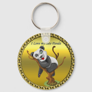 Schattig schattig panda-beer dat in een boom slaap sleutelhanger