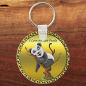 Schattig schattig panda-beer dat in een boom slaap sleutelhanger (Voorkant)