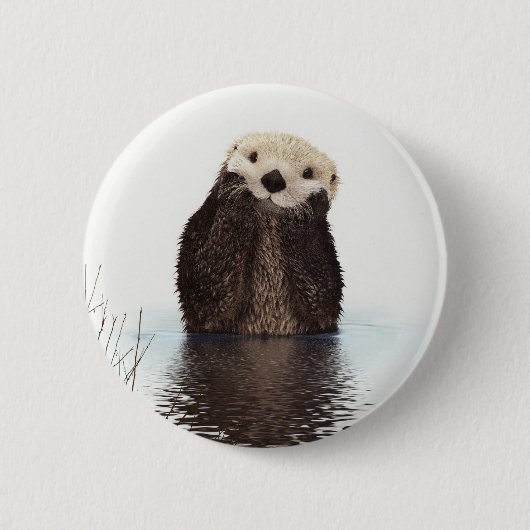Schattig Schattig pluizig otter dier Ronde Button 5,7 Cm (Voorkant)
