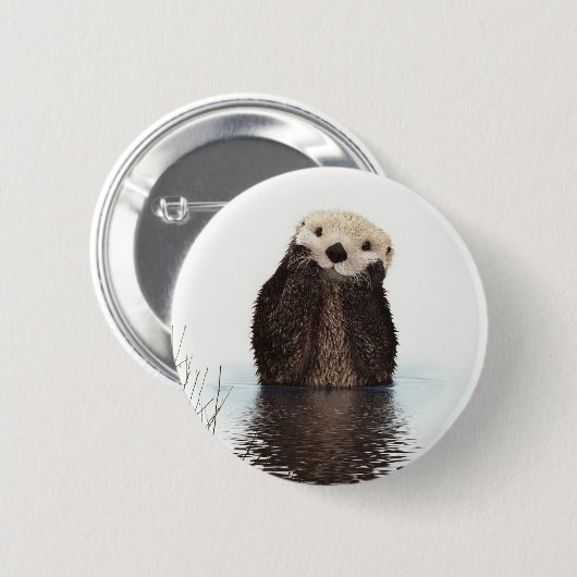 Schattig Schattig pluizig otter dier Ronde Button 5,7 Cm (Voorkant /achterkant)