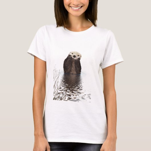 Schattig Schattig pluizig otter dier T-shirt (Voorkant)