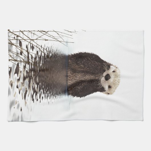 Schattig Schattig pluizig otter dier Theedoek (Horizontaal)