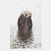 Schattig Schattig pluizig otter dier Theedoek (Verticaal)