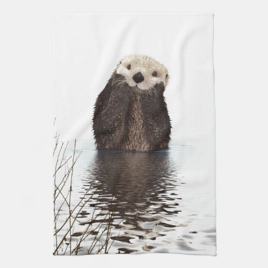 Schattig Schattig pluizig otter dier Theedoek (Verticaal)