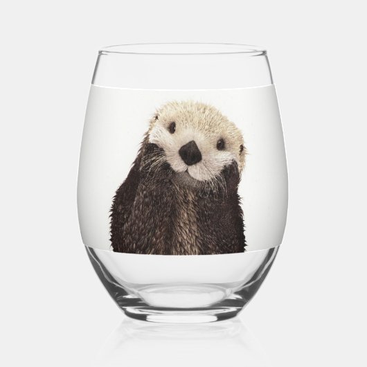 Schattig Schattig pluizig otter dier Wijnglas Zonder Voet (Voorkant)