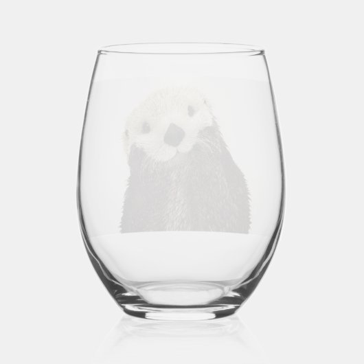 Schattig Schattig pluizig otter dier Wijnglas Zonder Voet (Achterkant)