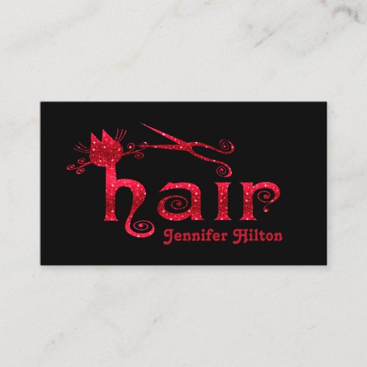 Schattig schattig rood kattenhaar logo visitekaartje (Voorkant)