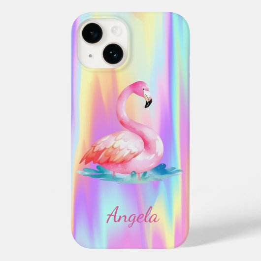 Schattig Schattig Roze Flamingo's Holografisch Case-Mate iPhone Case (Achterkant)
