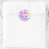 Schattig Schattig Roze Flamingo's Holografisch Ronde Sticker (Tas)