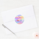 Schattig Schattig Roze Flamingo's Holografisch Ronde Sticker (Envelop)