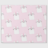 Schattig Schattig Roze Wit Katten Kittens Patroon  Cadeaupapier (Vlak)