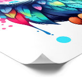 schattig, schattig waterverf uil print poster (Hoek)