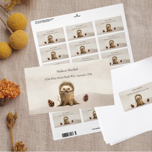 Schattig Schattige Baby Hedgehog-Baby shower Etiket