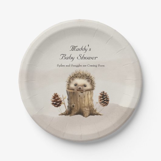 Schattig Schattige Baby Hedgehog-Baby shower Papieren Bordje (Voorkant)