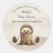 Schattig Schattige Baby Hedgehog-Baby shower Ronde Sticker (Voorkant)