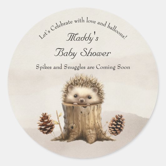 Schattig Schattige Baby Hedgehog-Baby shower Ronde Sticker (Voorkant)