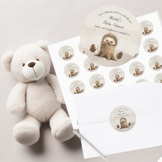 Schattig Schattige Baby Hedgehog-Baby shower Ronde Sticker
