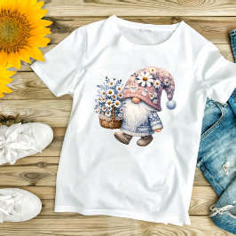 Schattig Schattige Daisy Flower Gnome Vrouwen T-shirt