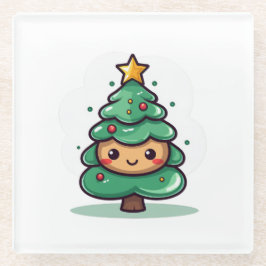 Schattig Schattige kerstboomkarakter Glazen Onderzetter