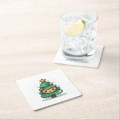 Schattig Schattige kerstboomkarakter Kartonnen Onderzetters (Insitu)