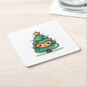 Schattig Schattige kerstboomkarakter Kartonnen Onderzetters (Schuin)
