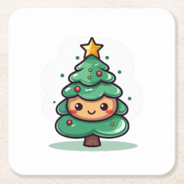 Schattig Schattige kerstboomkarakter Kartonnen Onderzetters