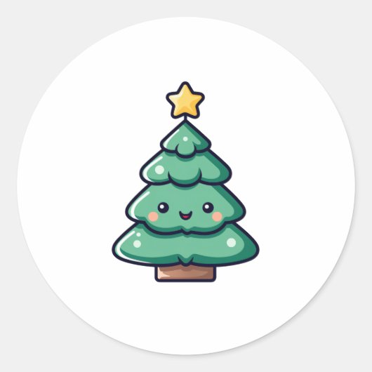 Schattig Schattige kerstboomkarakter Ronde Sticker (Voorkant)