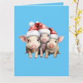 Schattig Schattige klein varken kerst groet Kaart (Gele Bloem)