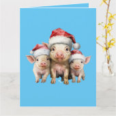 Schattig Schattige klein varken kerst groet Kaart (Gele Bloem)