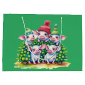 Schattig Schattige Kleine Varkens Kerstboom Groen Groot Cadeauzakje (Achterkant)
