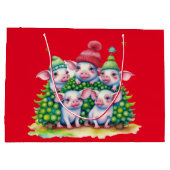 Schattig Schattige Kleine Varkens Kerstboom Rood Groot Cadeauzakje (Achterkant)