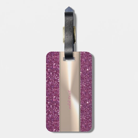 Schattig Schattige roze flamingo op glitterij Bagagelabel (Achterkant verticaal)